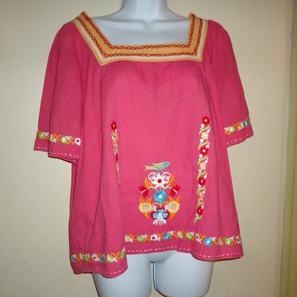 Double D Ranch Tops - Double D Ranch Cotton Embroider SS Square Neck Top